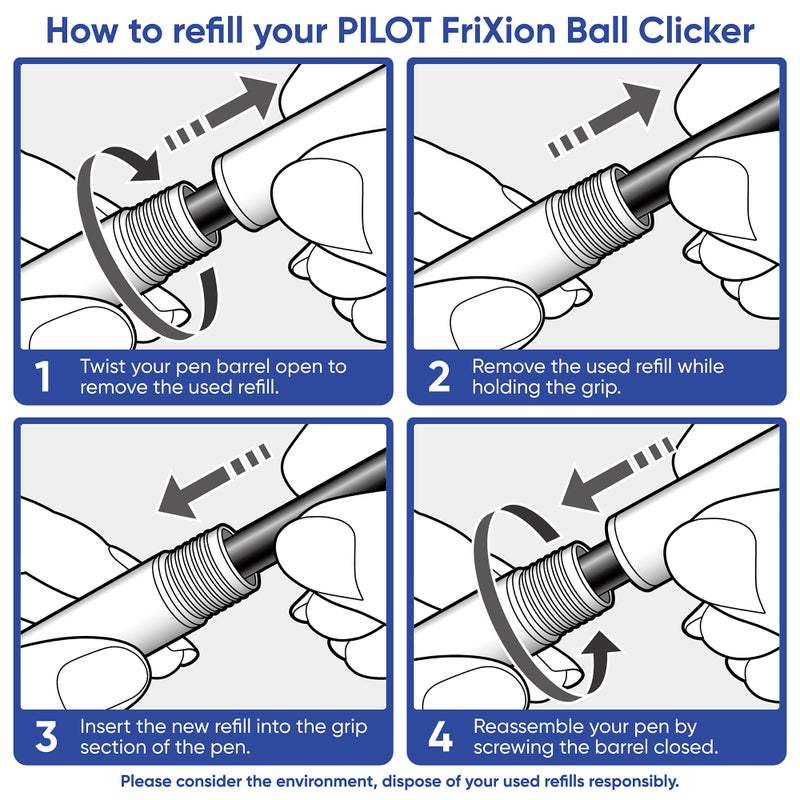 Pilot Frixion Clicker Retractable Erasable Rollerball 0.7 mm Tip - Blue, Single Pen - Image 5